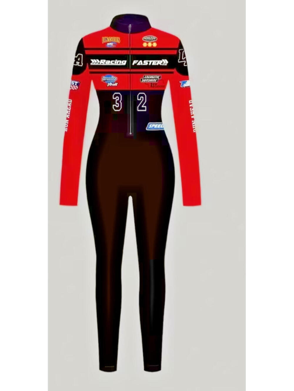 New Womens Jumpsuit Racing Outfit Size Large Zip Down Nascar F1 Sexy Long Sleeve